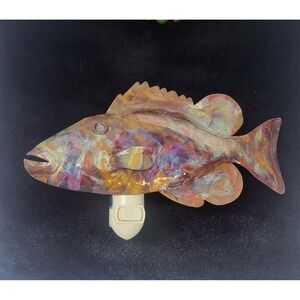 Jenkins Copper Flame Painting Fish Nightlight Artisan Made